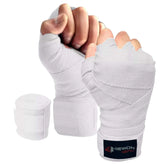Weiße Rewon Handgelenkbandagen für Boxen und Fitness, ideal für Kampfsport wie Kickboxen und Muay Thai, Boxausrüstung online kaufen.